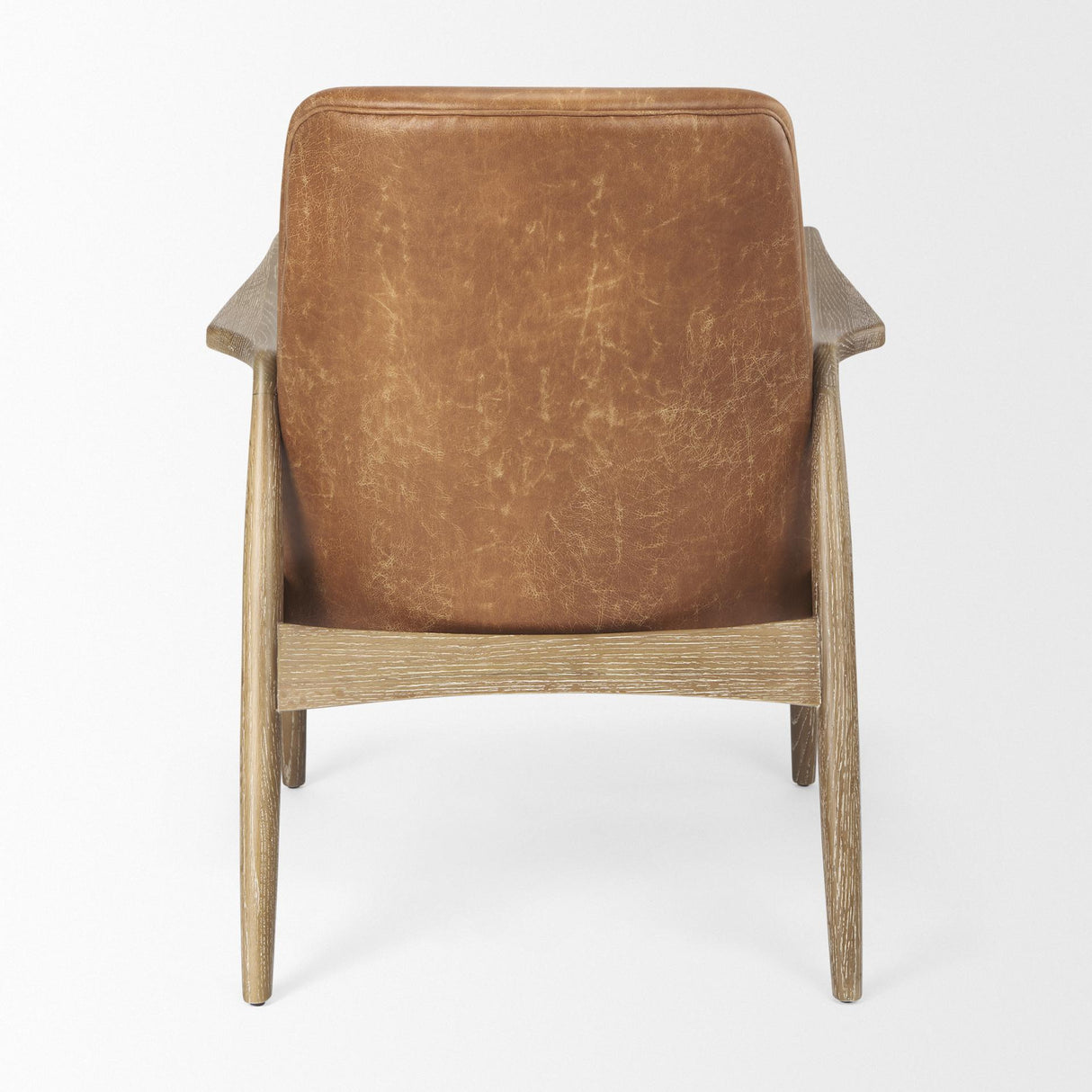 Mercana Westan Cognac Faux Leather W/Medium Brown Wood Accent Chair