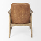 Mercana Westan Cognac Faux Leather W/Medium Brown Wood Accent Chair