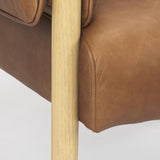 Mercana Ashton Brown Leather w/ Light Wood Accent Chair