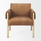 Mercana Ashton Brown Leather w/ Light Wood Accent Chair