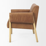Mercana Ashton Brown Leather w/ Light Wood Accent Chair