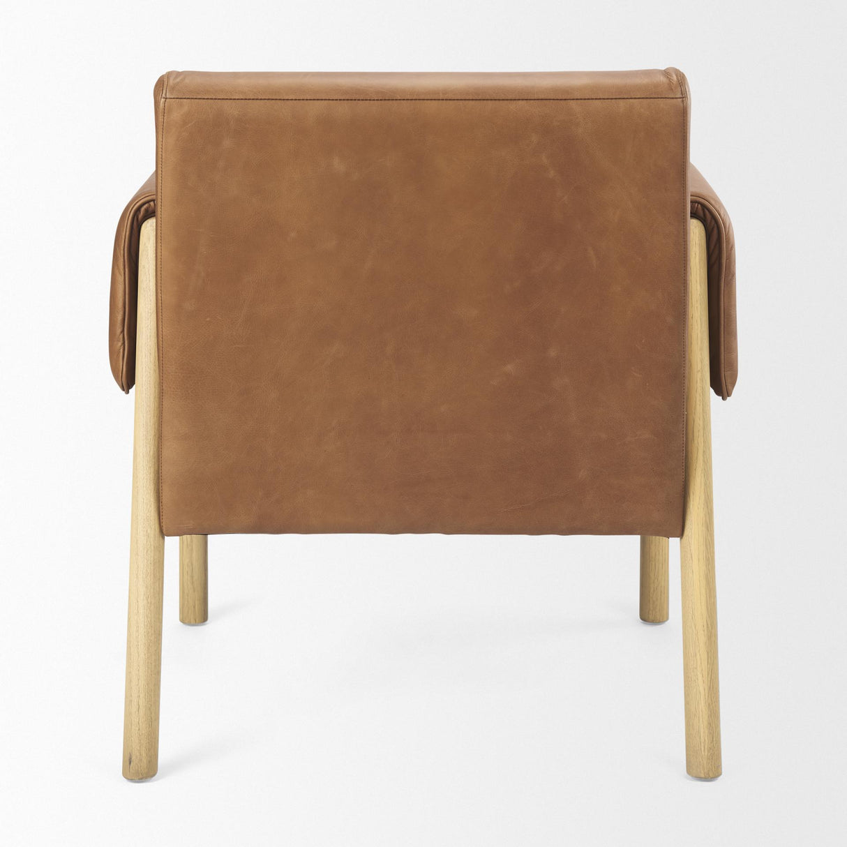 Mercana Ashton Brown Leather w/ Light Wood Accent Chair