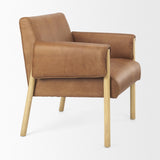 Mercana Ashton Brown Leather w/ Light Wood Accent Chair