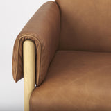 Mercana Ashton Brown Leather w/ Light Wood Accent Chair