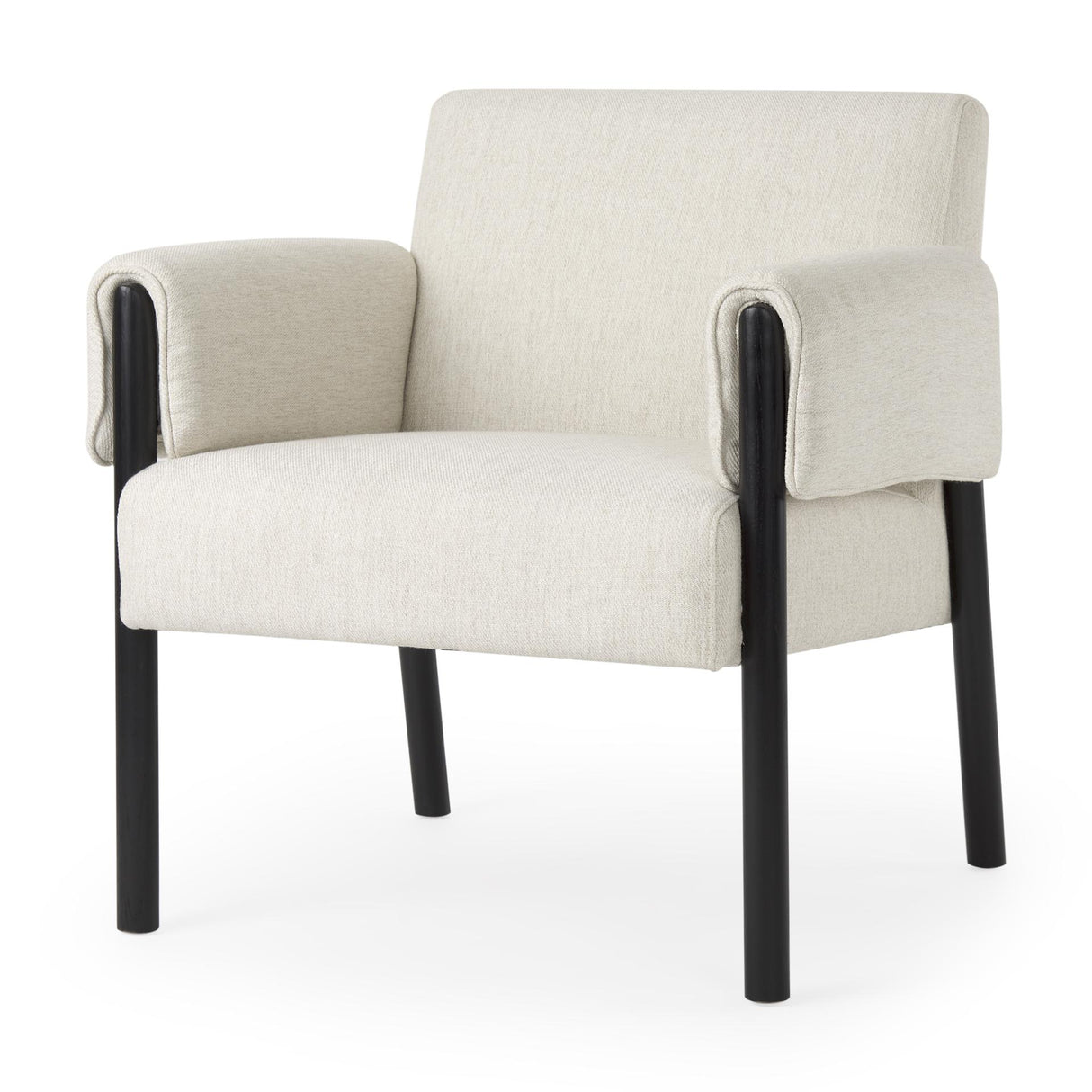 Mercana Ashton Beige Twill Fabric w/ Black Wood Accent Chair