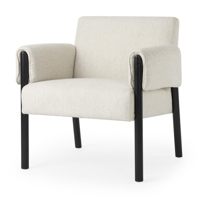 Mercana Ashton Beige Twill Fabric w/ Black Wood Accent Chair
