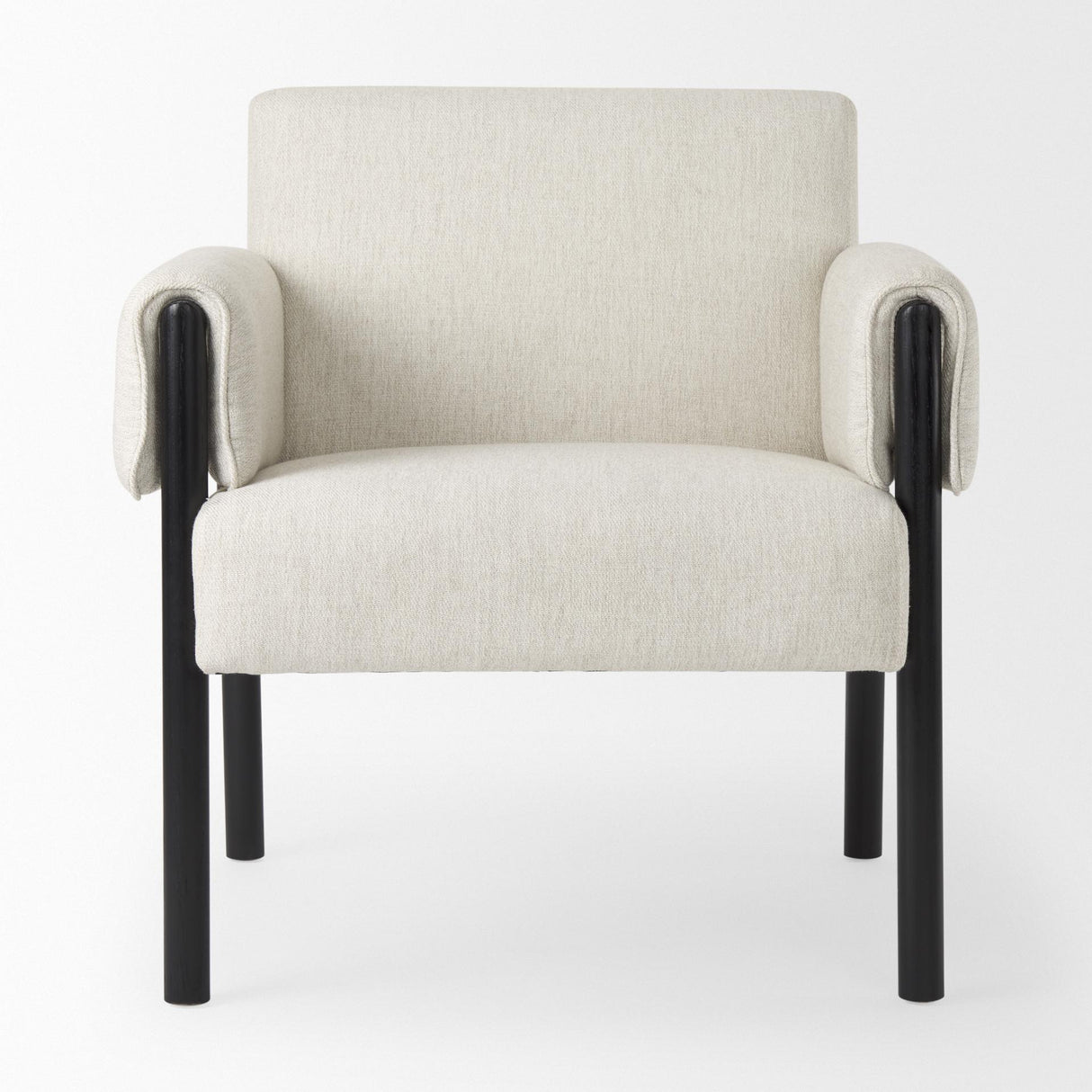 Mercana Ashton Beige Twill Fabric w/ Black Wood Accent Chair