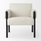 Mercana Ashton Beige Twill Fabric w/ Black Wood Accent Chair