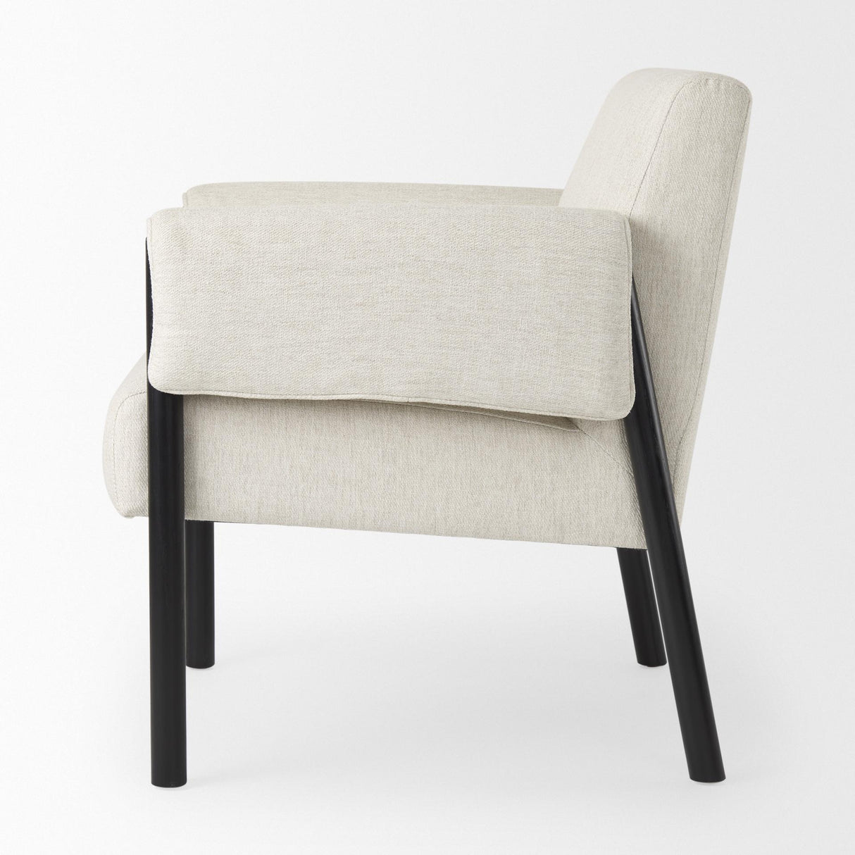 Mercana Ashton Beige Twill Fabric w/ Black Wood Accent Chair