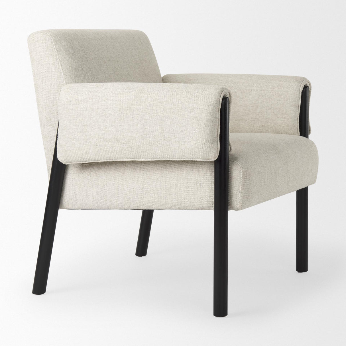 Mercana Ashton Beige Twill Fabric w/ Black Wood Accent Chair