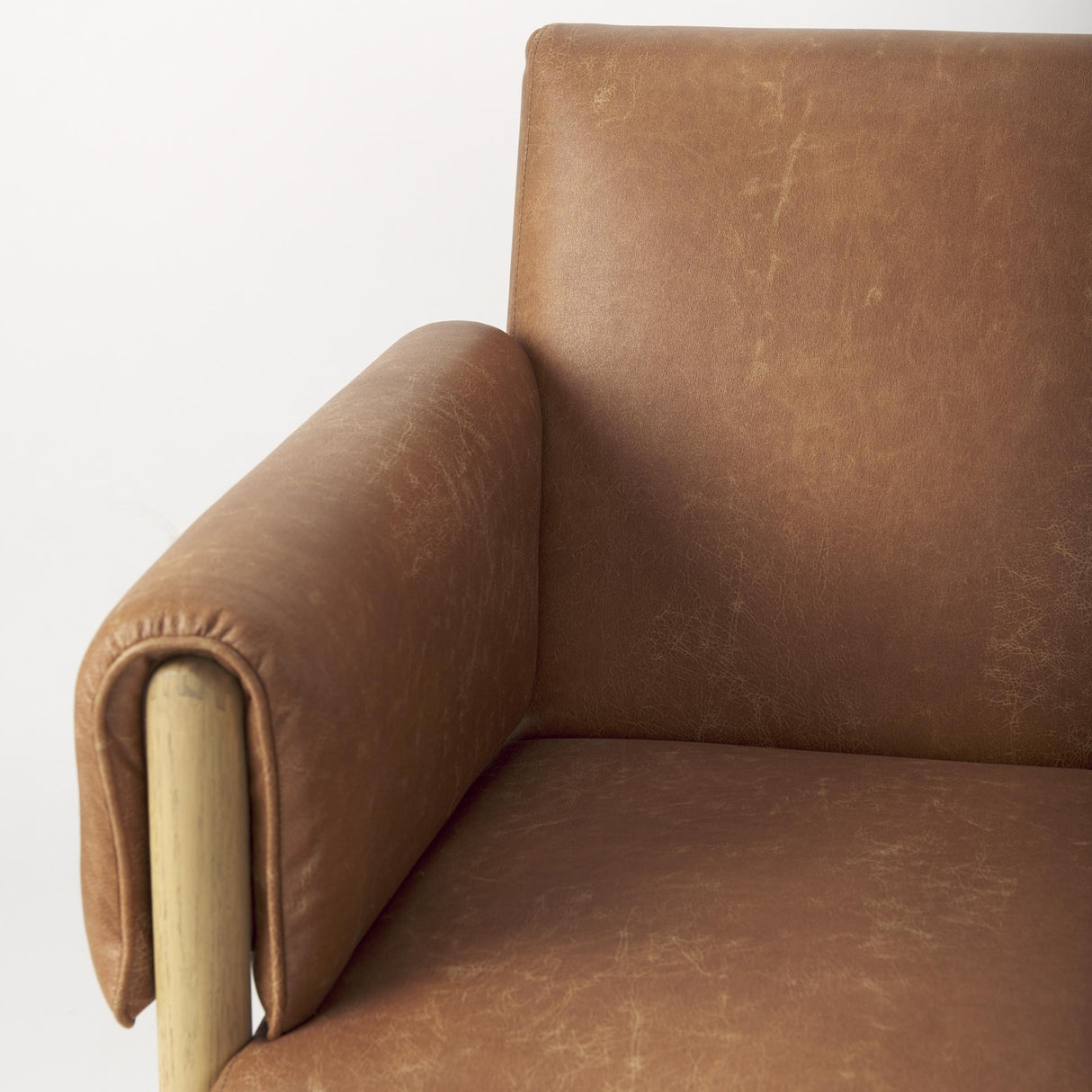 Mercana Ashton Brown Faux Leather w/ Light Wood Accent Chair