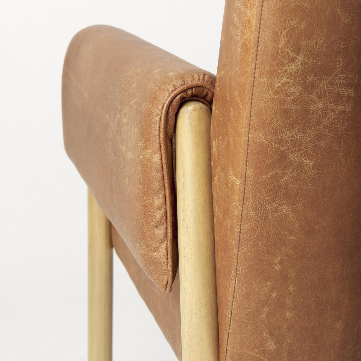 Mercana Ashton Brown Faux Leather w/ Light Wood Accent Chair