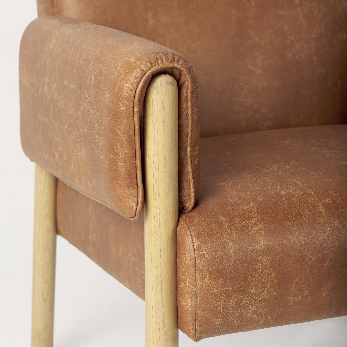 Mercana Ashton Brown Faux Leather w/ Light Wood Accent Chair
