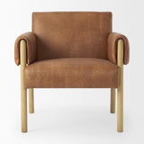 Mercana Ashton Brown Faux Leather w/ Light Wood Accent Chair