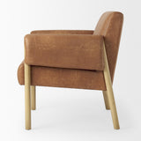 Mercana Ashton Brown Faux Leather w/ Light Wood Accent Chair