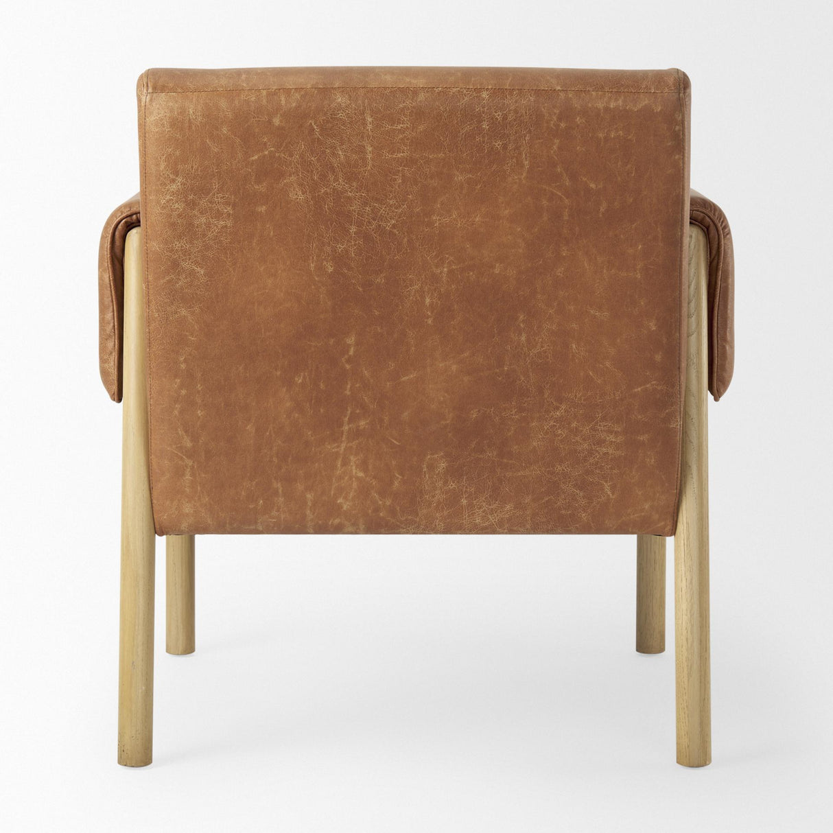 Mercana Ashton Brown Faux Leather w/ Light Wood Accent Chair