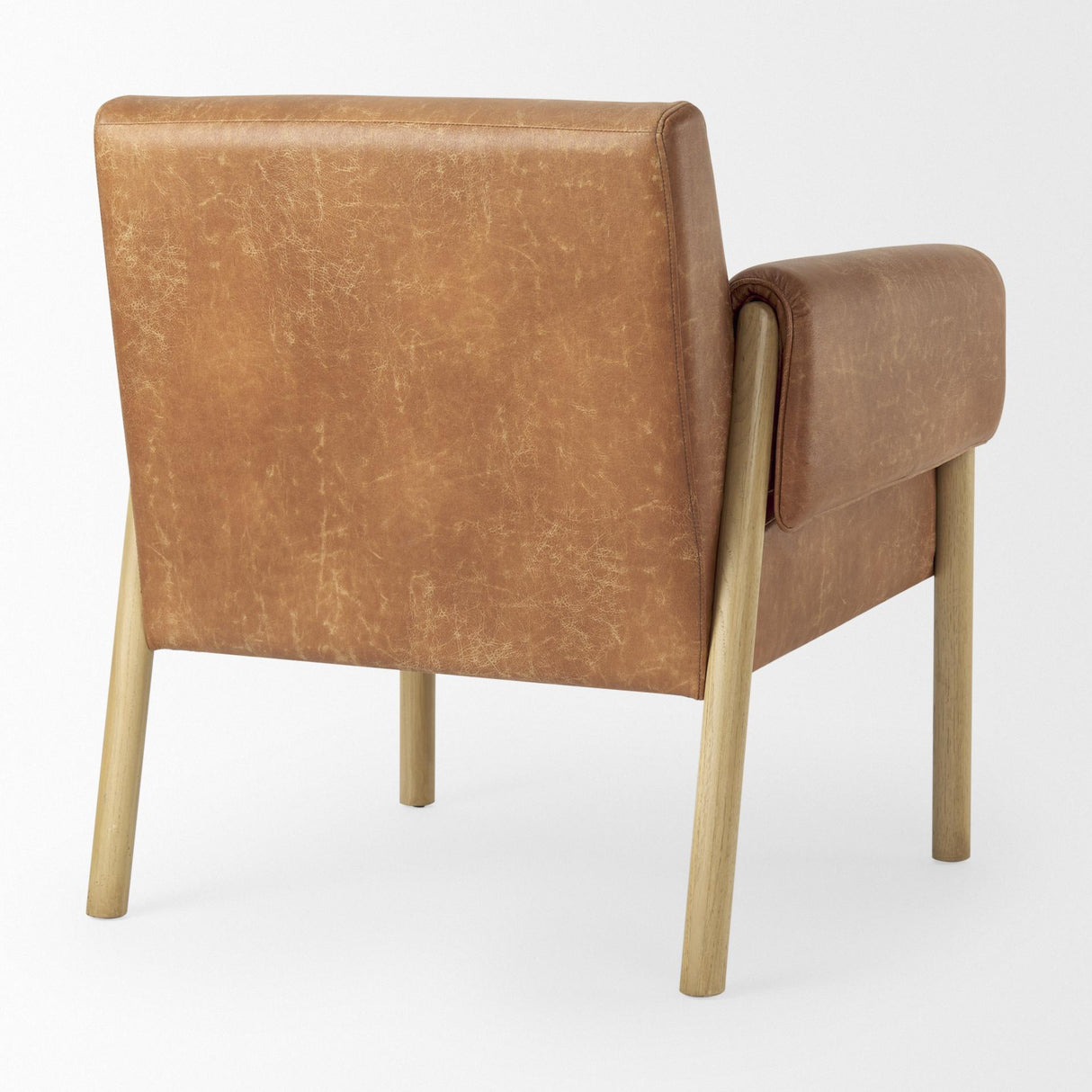 Mercana Ashton Brown Faux Leather w/ Light Wood Accent Chair