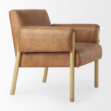 Mercana Ashton Brown Faux Leather w/ Light Wood Accent Chair