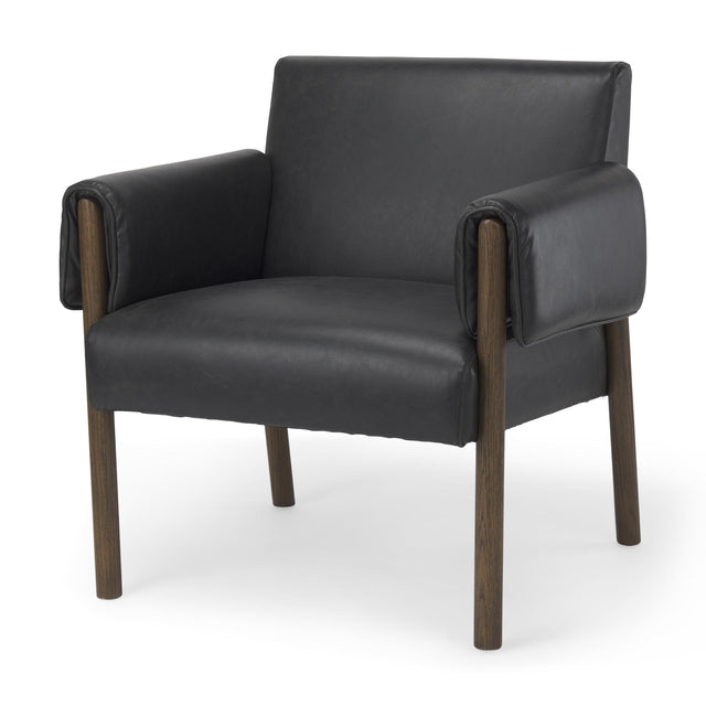 Mercana Ashton Black Faux Leather w/ Dark Brown Wood Accent Chair