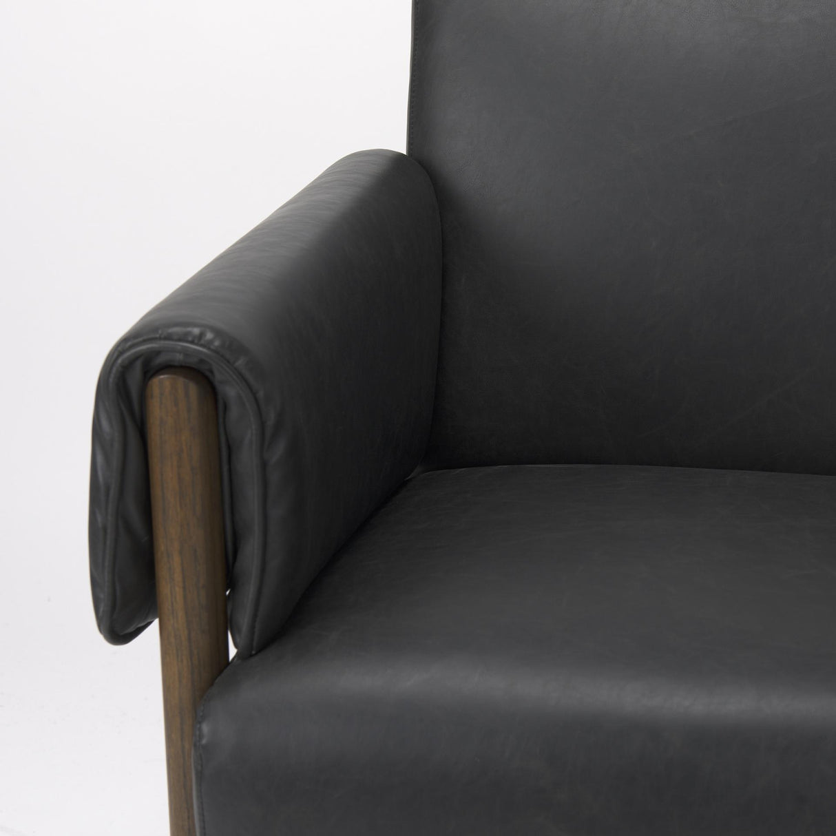 Mercana Ashton Black Faux Leather w/ Dark Brown Wood Accent Chair