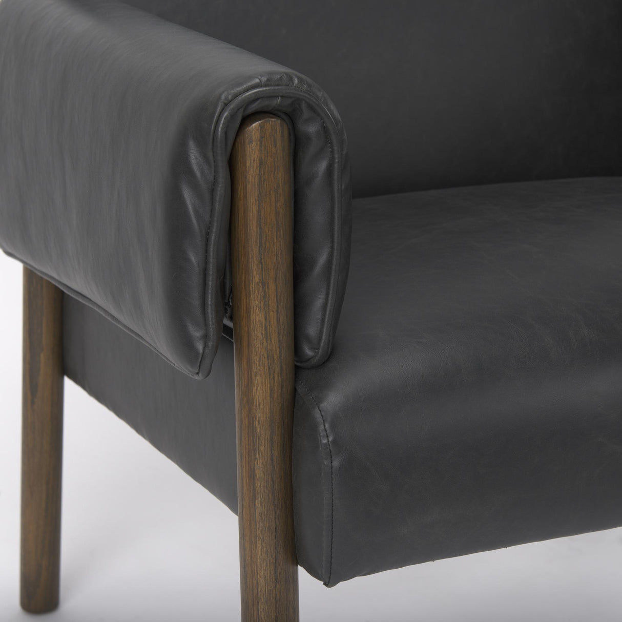 Mercana Ashton Black Faux Leather w/ Dark Brown Wood Accent Chair