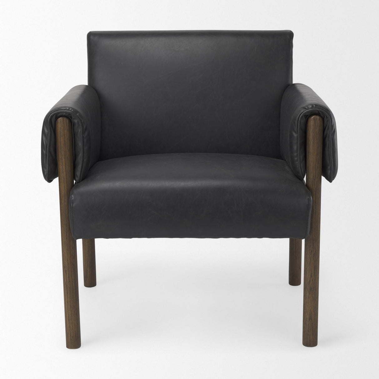 Mercana Ashton Black Faux Leather w/ Dark Brown Wood Accent Chair