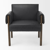 Mercana Ashton Black Faux Leather w/ Dark Brown Wood Accent Chair