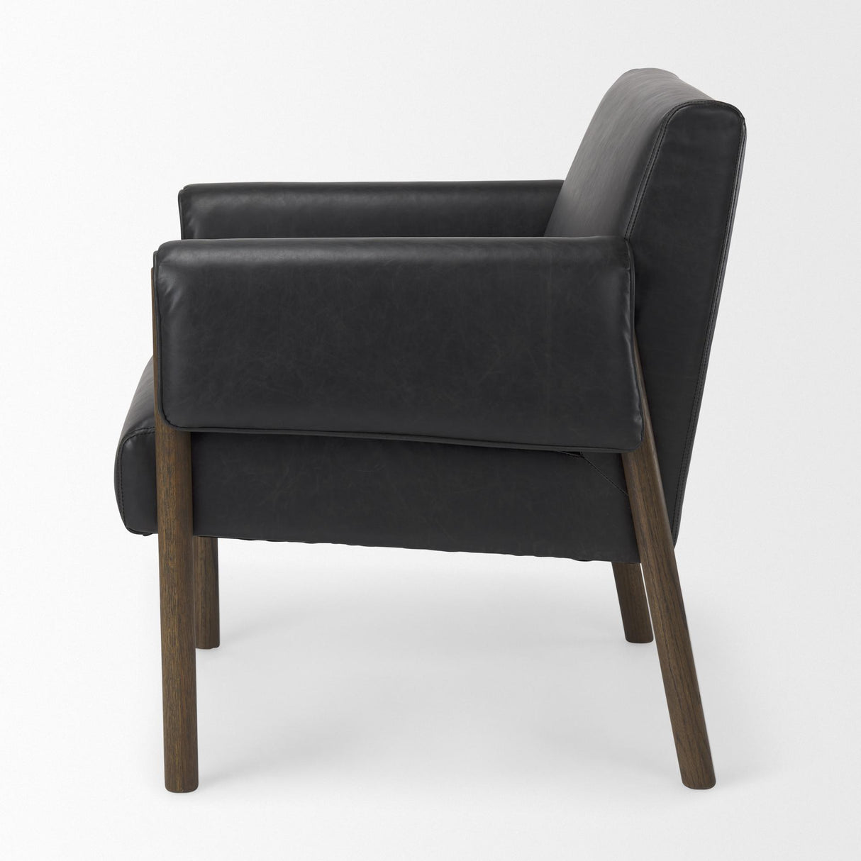 Mercana Ashton Black Faux Leather w/ Dark Brown Wood Accent Chair