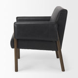 Mercana Ashton Black Faux Leather w/ Dark Brown Wood Accent Chair