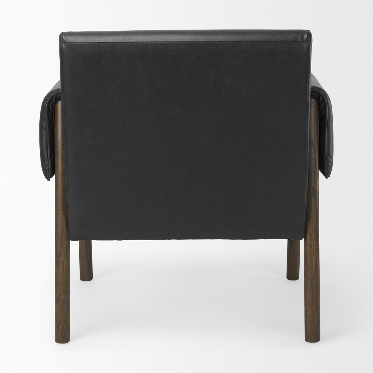 Mercana Ashton Black Faux Leather w/ Dark Brown Wood Accent Chair