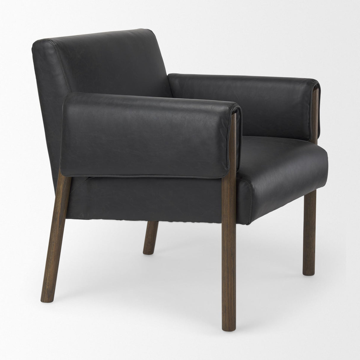 Mercana Ashton Black Faux Leather w/ Dark Brown Wood Accent Chair