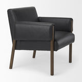Mercana Ashton Black Faux Leather w/ Dark Brown Wood Accent Chair