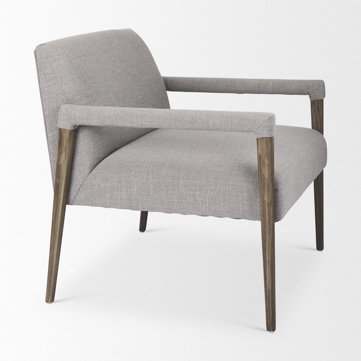 Mercana Palisades Gray Fabric w/ Brown Wood Frame Accent Chair
