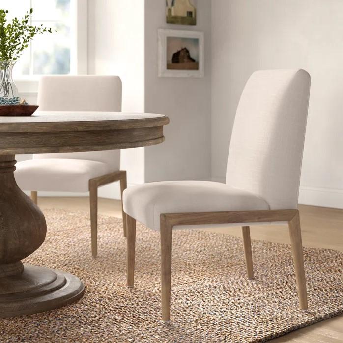 Mercana Palisades Cream Upholstery w/ Solid Wood Armless Dining Chair