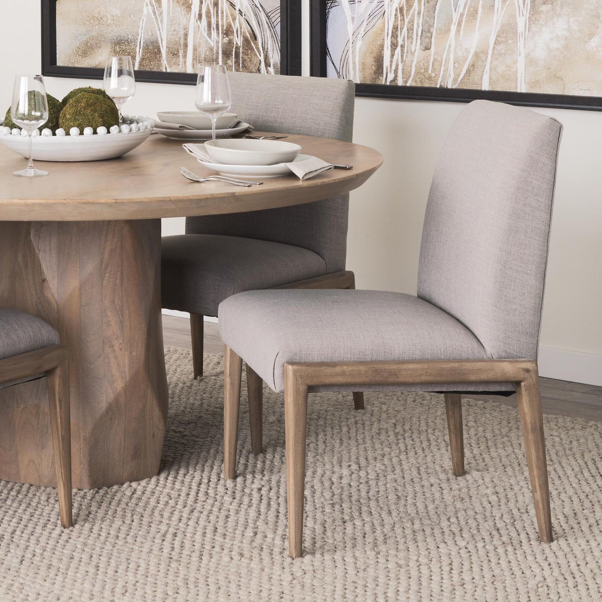 Mercana Palisades Gray Upholstery w/ Solid Wood Armless Dining Chair