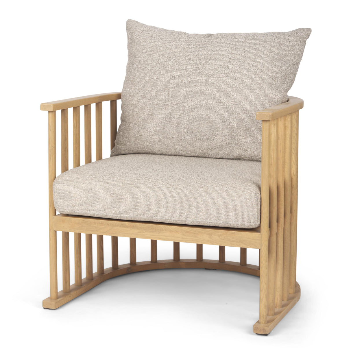Mercana Kopari Beige Fabric W/Light Brown Wood Accent Chair