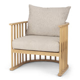 Mercana Kopari Beige Fabric W/Light Brown Wood Accent Chair