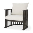 Mercana Kopari 30.1L x 30.5W x 37.2H White Boucle Fabric W/Dark Brown Wood Accent Chair