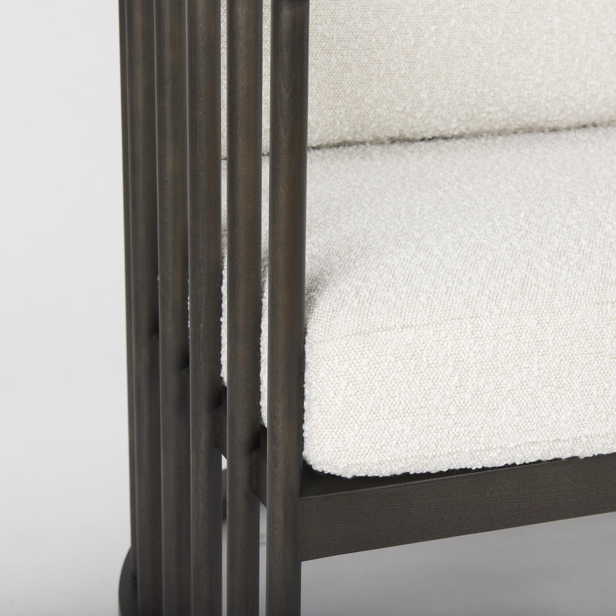 Mercana Kopari 30.1L x 30.5W x 37.2H White Boucle Fabric W/Dark Brown Wood Accent Chair