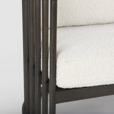 Mercana Kopari 30.1L x 30.5W x 37.2H White Boucle Fabric W/Dark Brown Wood Accent Chair