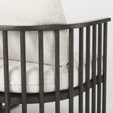Mercana Kopari 30.1L x 30.5W x 37.2H White Boucle Fabric W/Dark Brown Wood Accent Chair