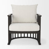 Mercana Kopari 30.1L x 30.5W x 37.2H White Boucle Fabric W/Dark Brown Wood Accent Chair