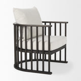 Mercana Kopari 30.1L x 30.5W x 37.2H White Boucle Fabric W/Dark Brown Wood Accent Chair