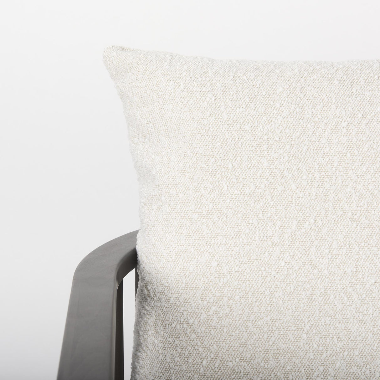 Mercana Kopari 30.1L x 30.5W x 37.2H White Boucle Fabric W/Dark Brown Wood Accent Chair