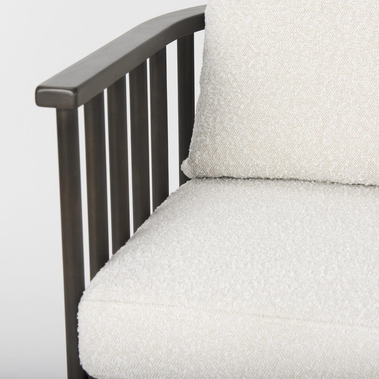 Mercana Kopari 30.1L x 30.5W x 37.2H White Boucle Fabric W/Dark Brown Wood Accent Chair