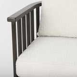 Mercana Kopari 30.1L x 30.5W x 37.2H White Boucle Fabric W/Dark Brown Wood Accent Chair