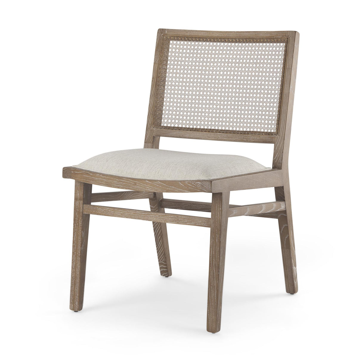 Mercana Wynn 20.5L x 24.6W x 34.1H Cream Upholstered Fabric W/Brown Wood Dining Chair