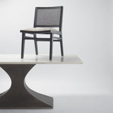 Mercana Wynn 20.5L x 24.6W x 34.1H Beige Fabric W/Black Wood Dining Chair
