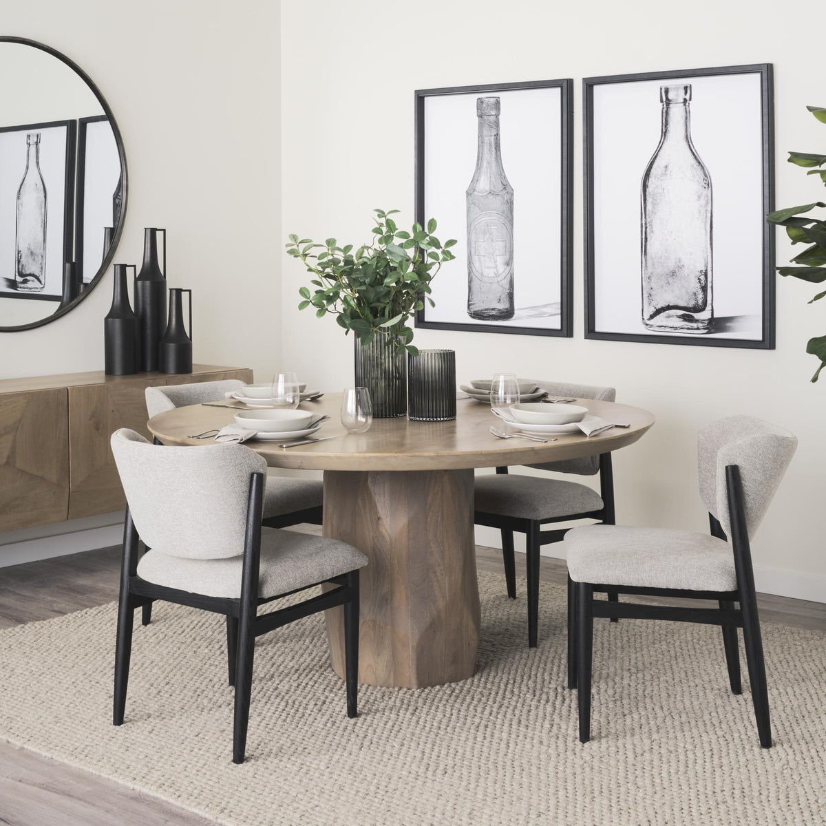 Mercana Cline 20.9L x 23.0W x 31.9H Gray Fabric W/Black Wood Dining Chair