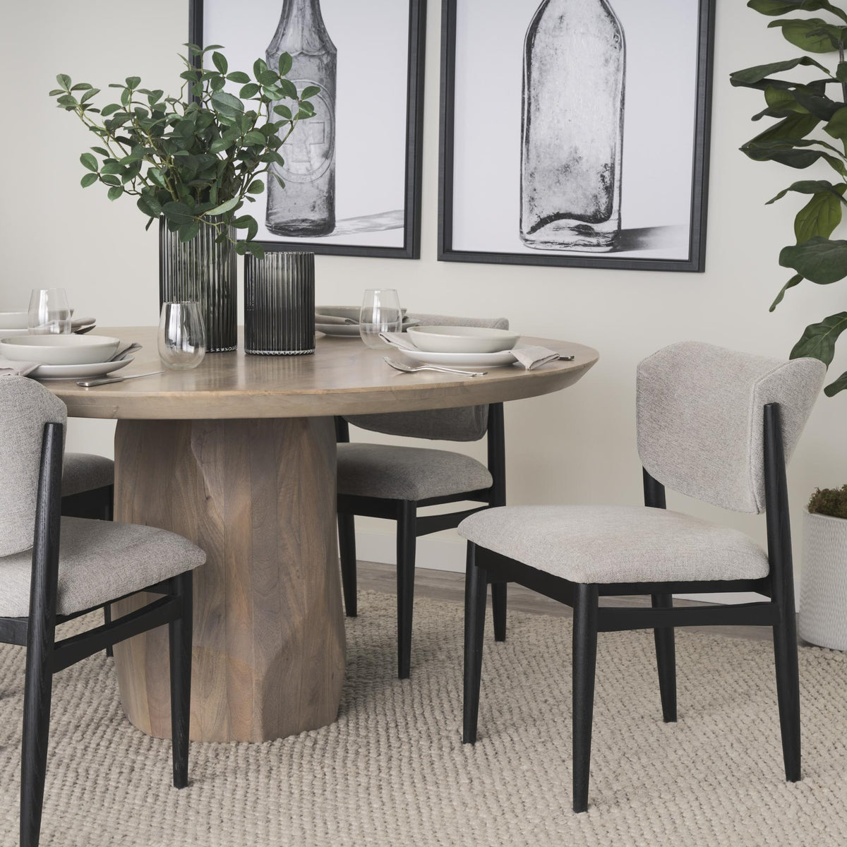 Mercana Cline 20.9L x 23.0W x 31.9H Gray Fabric W/Black Wood Dining Chair